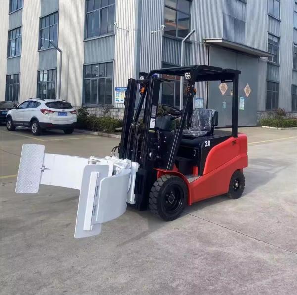 4400lb 9.84ft 4 Wheel with Paper Roll Clamp Electric Forklift Truck Clamp range adjustable