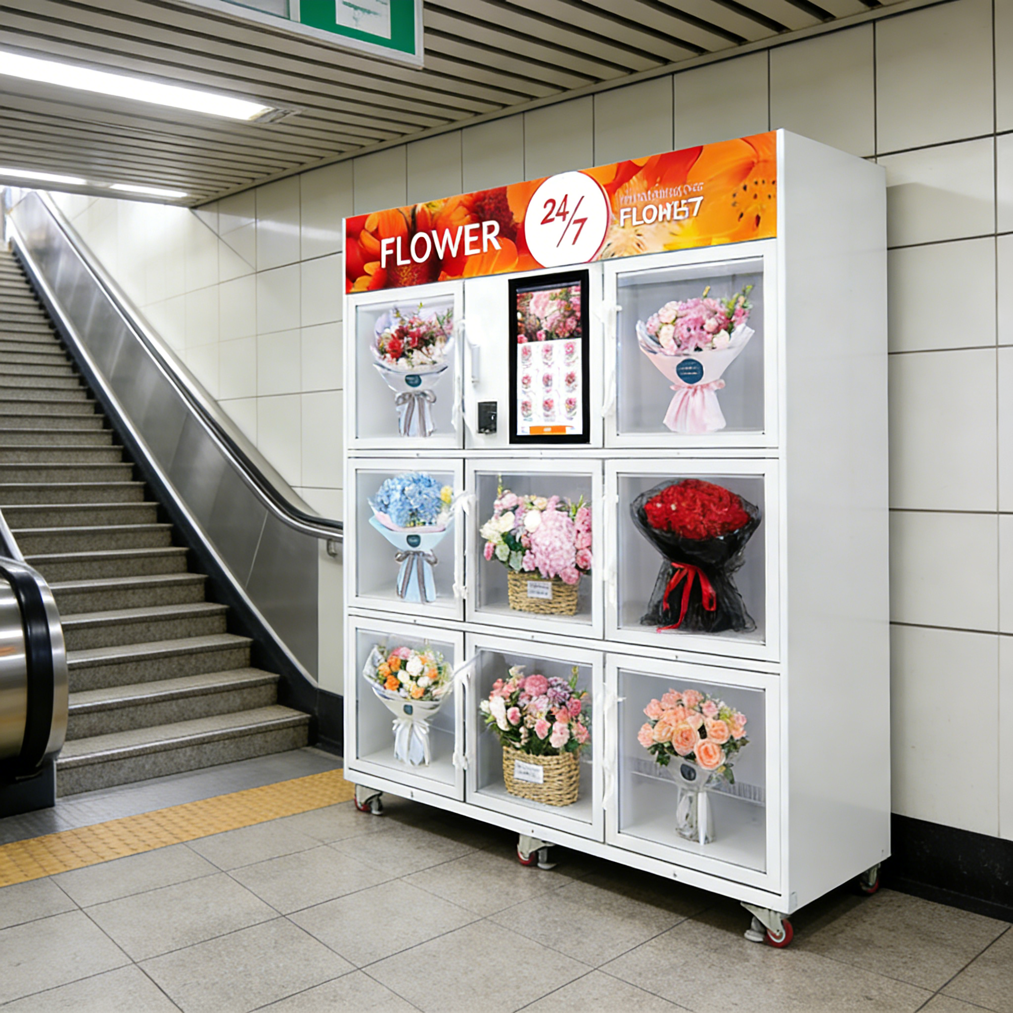 Haloo 24-hour flower vending machine with galvanized sheet material and SDK function, suitable for outdoor and indoor