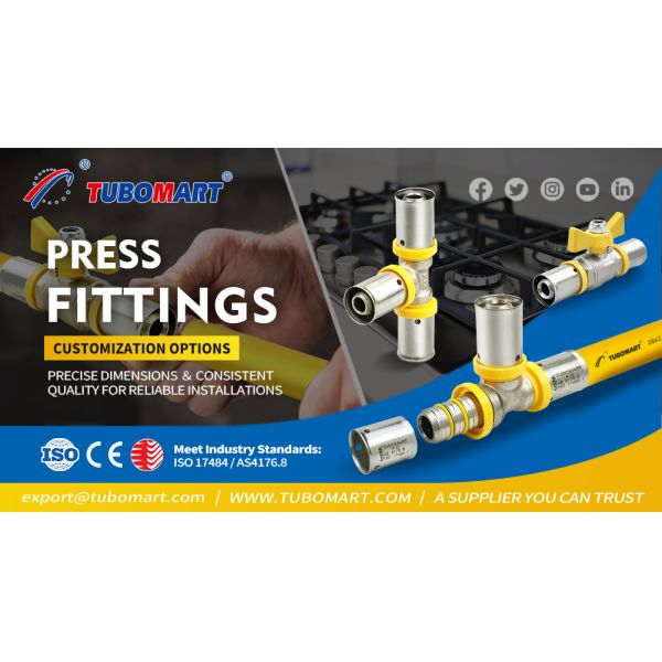 CW602N  Wholesale Brass Press Fittings Gas Tube Multilayer Composite Pex Pipe Fitting Brass Compression