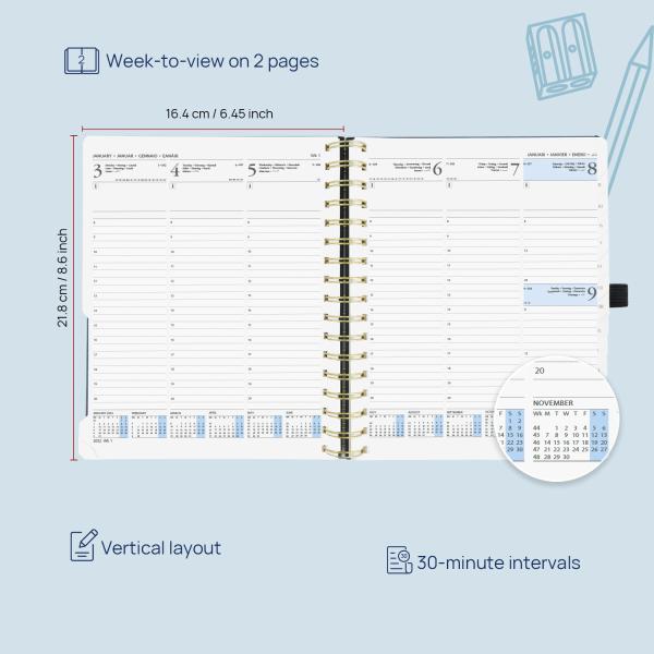 Custom 2023 8.75''x6.63'' Monthly Weekly Planner Medal O Binding