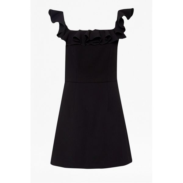 Fashion Black Off Shoulder Dress Sexy Ladies Ruffle