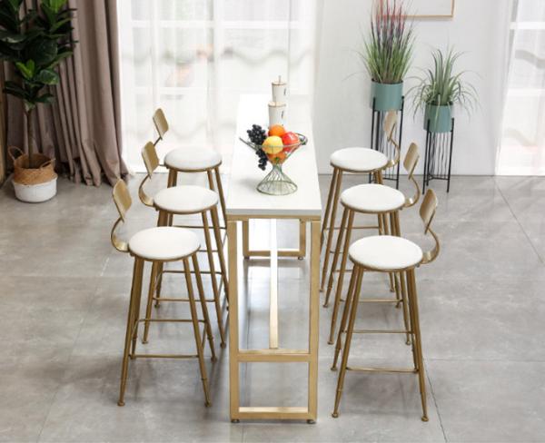 Contemporary Golden Stainless Steel Bar Stool with backrest for Club Cafe