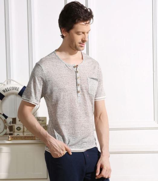 Modern Design Hemp Cotton Clothing Short Sleeve V Neck Shirt 180 Grams Fabric