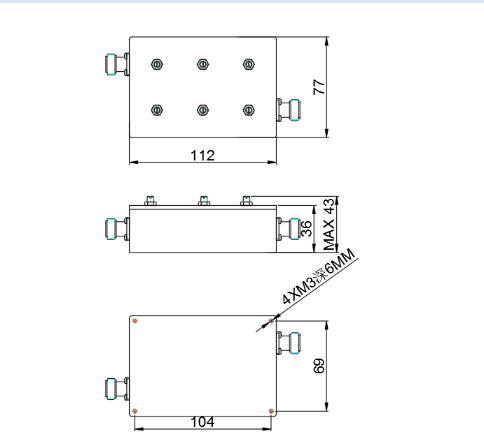 High frequency 100W 1555-1655MHz signal output filter module waterproof and high temperature resistant module