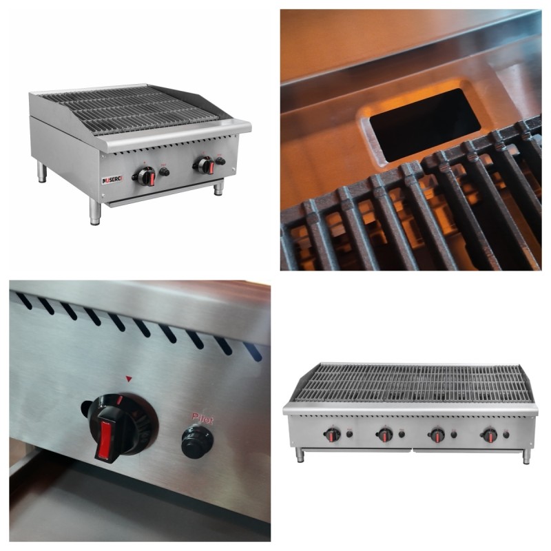 Commercial LPG / Natural Gas Charbroiler 2 Burners Stainless Steel CE Certified