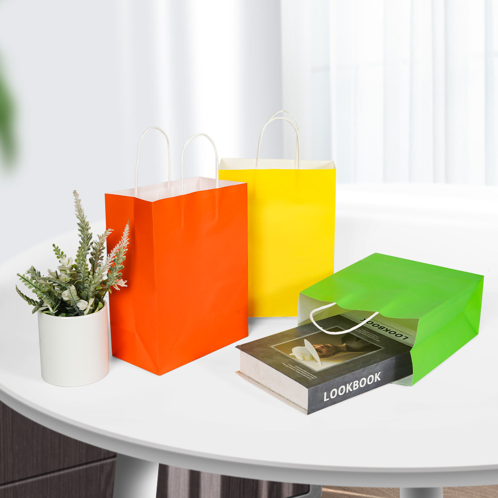 Recyclable Paper Bag Colored Paper Bag Kraft Gift Packaging Bag