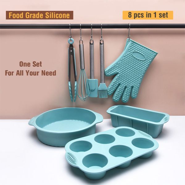 Silicone Baking Cake Pan Cookie Sheet Molds Tray Set BPA Free Heat Resistant Liners