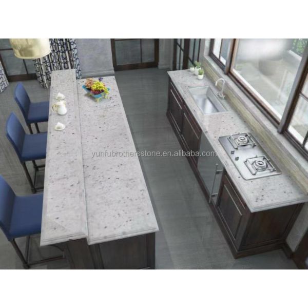 Flamed Natural Granite Tile Cut-to-Size for Modern White Kitchen Counter Top and More
