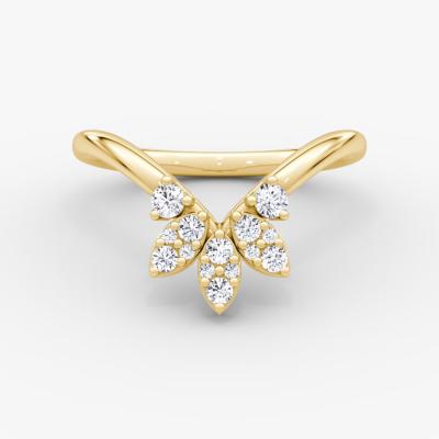 New Arrivals Designs Elegant 925 Sterling Silver 18K Gold Petal Crown Band Rings