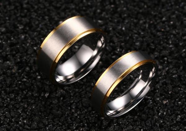 Bandeau de mariage en acier inoxydable 8 mm 6 mm avec forme de diamant