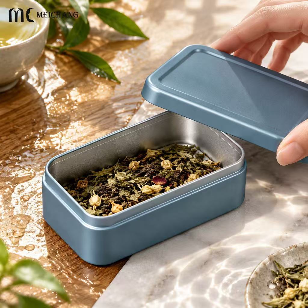 Rectangular Matte Tin Box with Separate Lid, Rounded Corners and Custom Logo Options (MC-810）