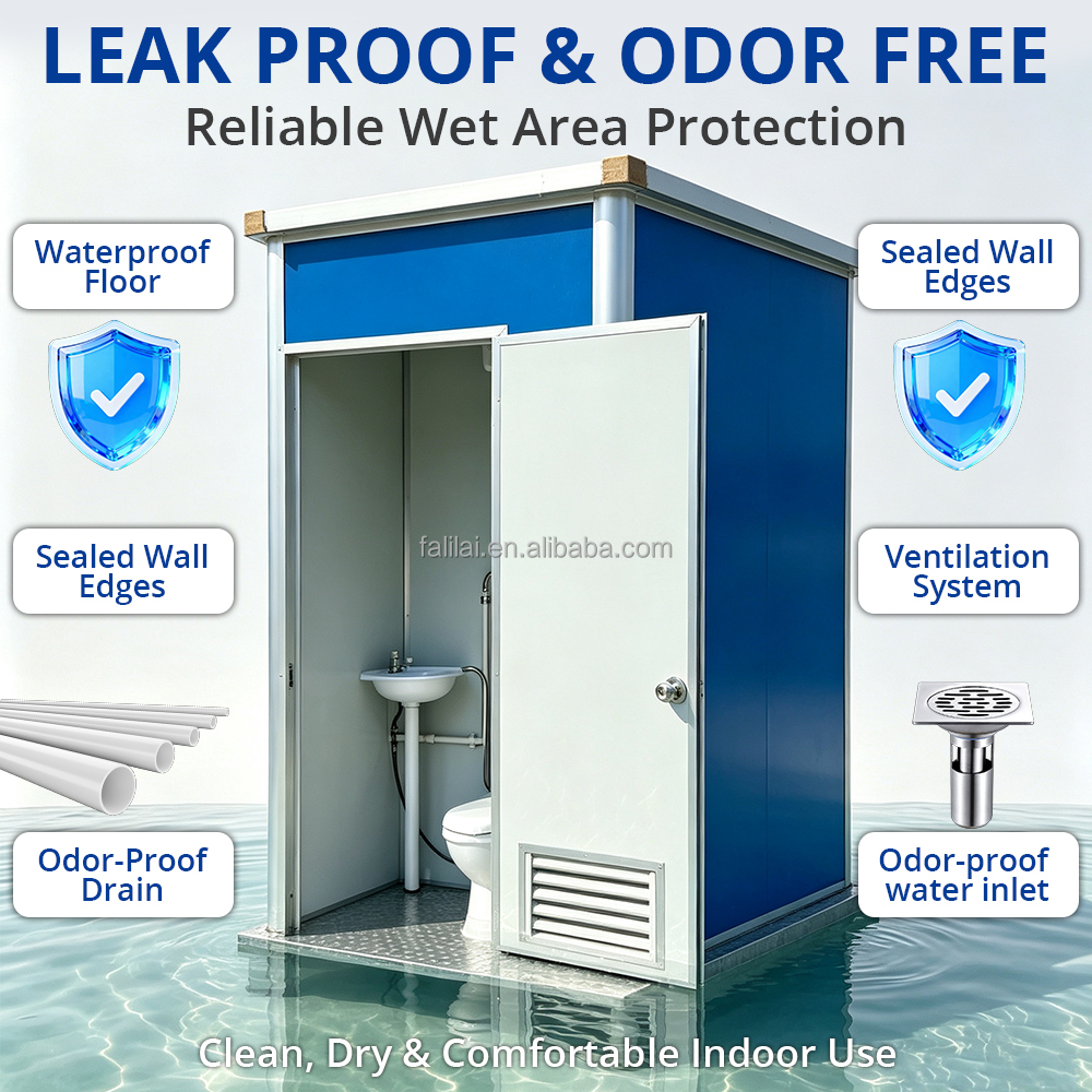 Low Price Mobile Single or Double Toliet Customized Tiny Home Portable Bathroom Cheap Public Portable Toilet