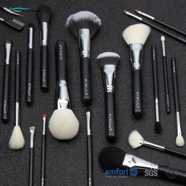 Black 20pcs Cooper Ferrules Makeup Set With Brushes