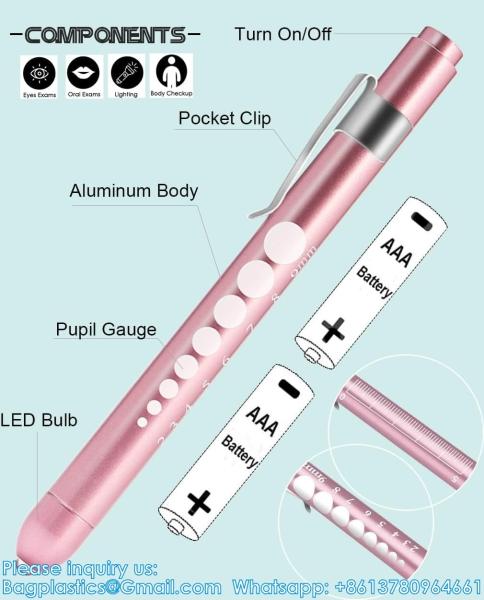 OEM Aluminum Alloy Nursing Pen Light Doctor Torch Customized Led Medical Penlight With Pupil Gauge For Nurse