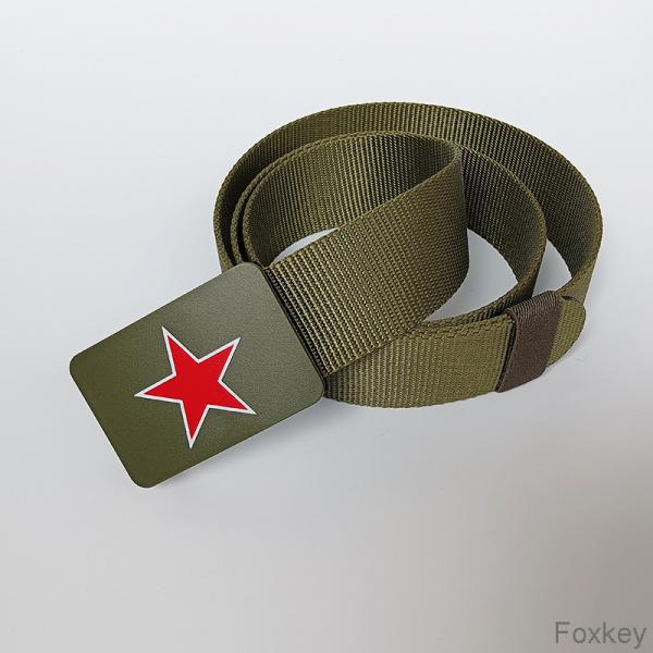 Plastic Army Belt Buckles With Five Pointed Start Print Strong Nylon Webbing