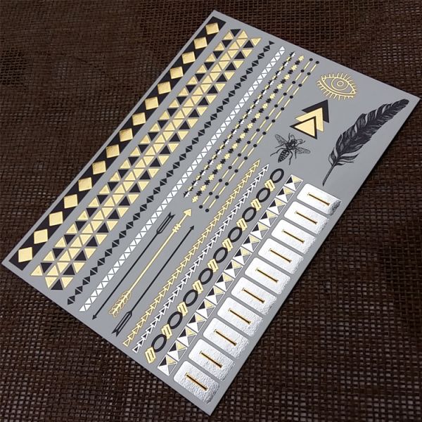 Metallic Gold Thin Line Amazing Hair Tattoo