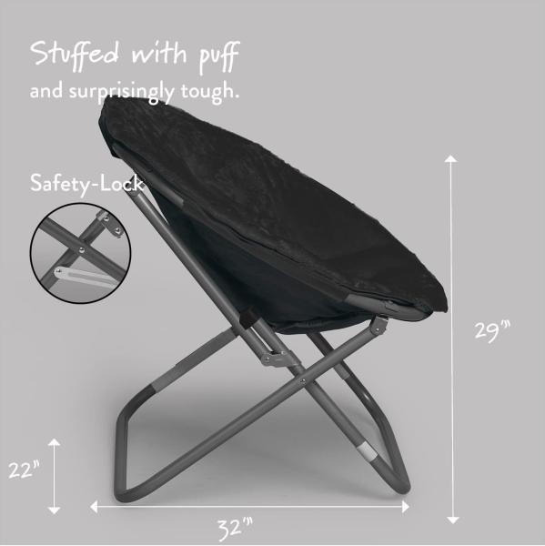 Folding Moon Chair - Large Saucer UFO Chair with Collapsible Metal Frame, Moon Round Camping Chair