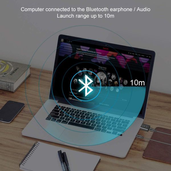 Bluetooth 5.0 Audio Adapter with 10m Transmission Range and Dual Mode for Wireless Audio Streaming