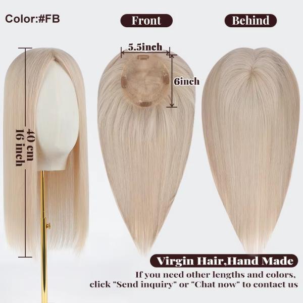 16 Inch Silk Base Hair Topper 5X5 Light Brown Ombre European Hair Wigs Topper Custom Remy 100% Human Hair Topper for Women