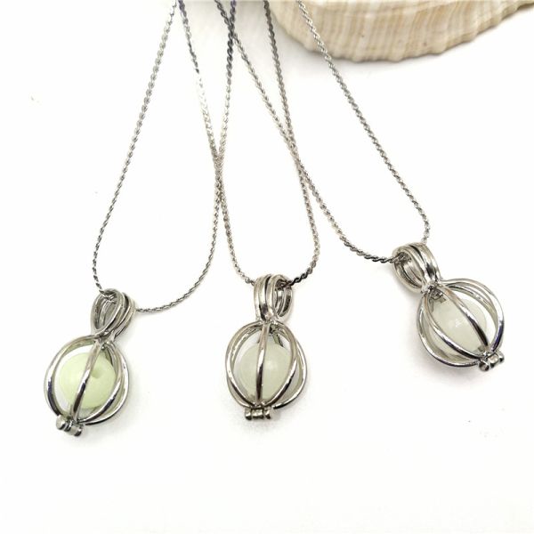 18K Silver Plated Love Wish Pearl Cage Pendant Necklace with 1pc Freshwater Pearl In it