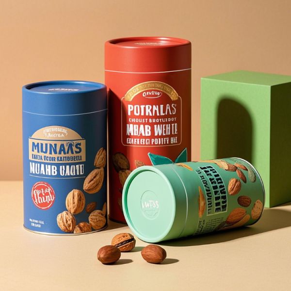 Nuts Packaging Paper Tube Cans Airtight Sealing Cylindrical Paper Box Custom Printing
