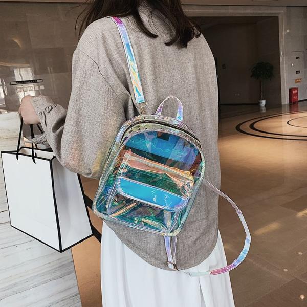 Ins Super Hot Laser Student Small Backpack Ladies Fashion Mini Transparent Backpack