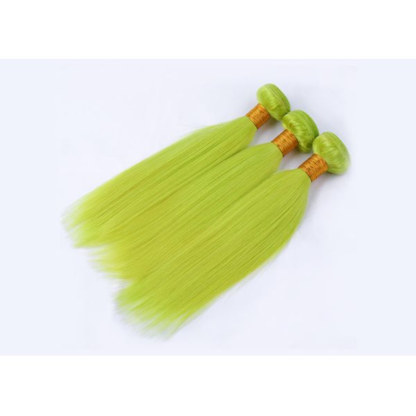 Fluorescent Green Virgin Human Hair Extensions No Shedding 100g / Pack