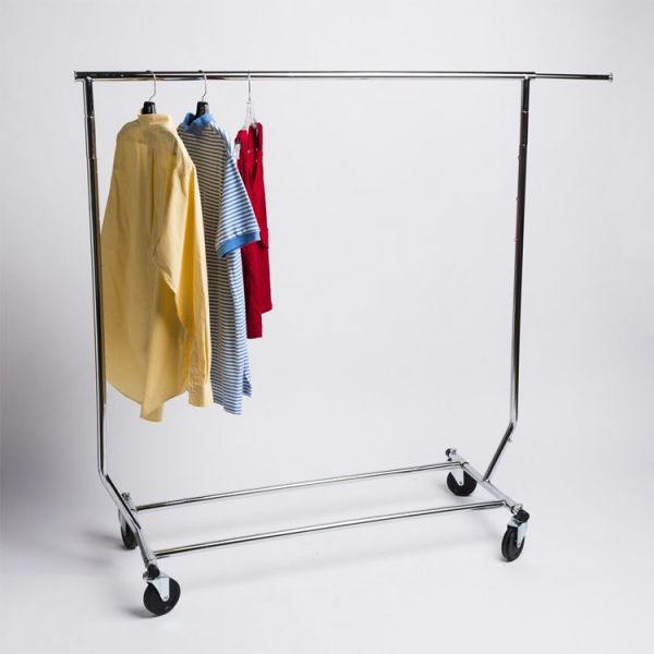 Stainless Steel Garments Shop Fitting Stand Foldable Cloth Rack for Displaying Wiper
