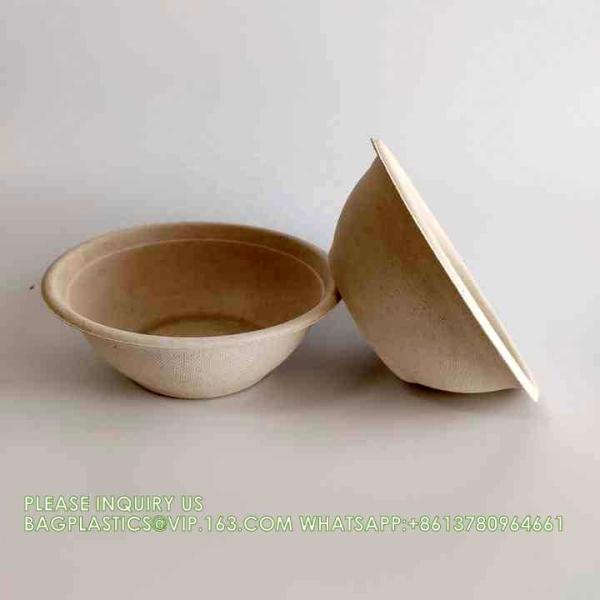 Disposable Bagasse Food Box To Go Lunch Paper Bowl 22 OZ Heavy Duty Bagasse Bowls