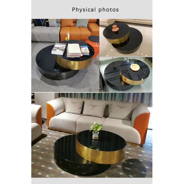 Toughened Glass Living Room Hotel Coffee Table Modern Stainless Steel