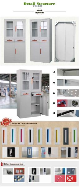 2016 hot sale steel cupboard FYD-W013 with lower price,glass/steel door with 2 drawer
