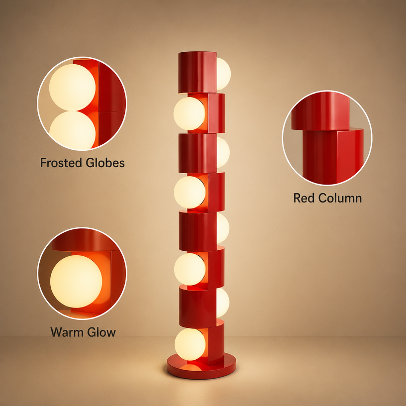 JYLIGHTING Modern Stacked Sphere Iron Floor Lamp, Decorative Multi‑Bulb Vertical Standing Lamp for Home Living Space and Boutique Display Area