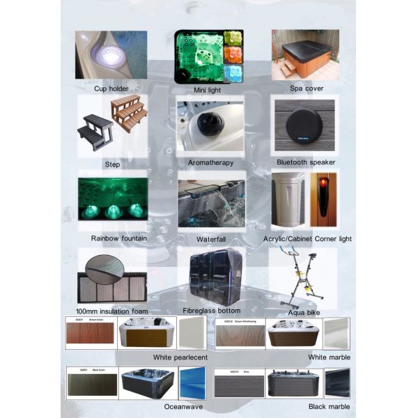 Luxury Whirlpool Massage Bathtub Наружная гидро-спа горячая ванна