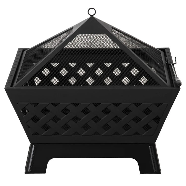 Black Cover Metal Wood Burning Fire Pit for Outdoor Patio Backyard Garden Bonfire Camping