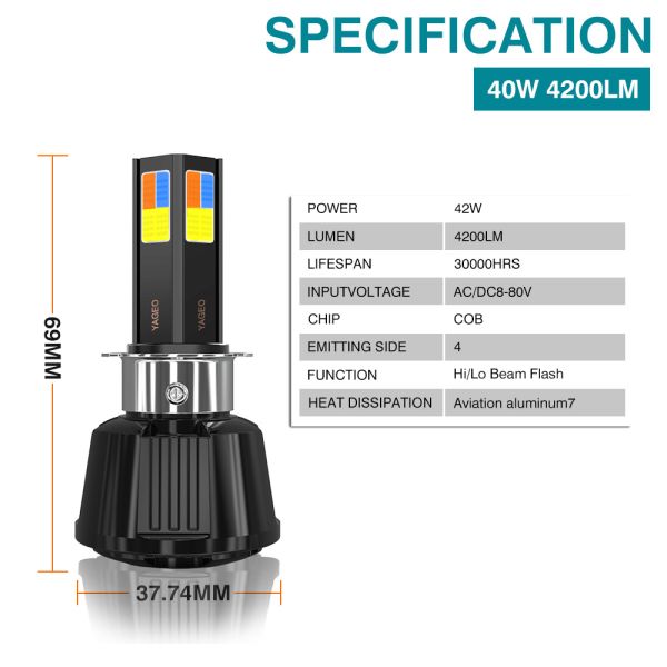 8V 12V 24V P15D H4 Ba20D HS1 H6 H6M LED Motorcycle Headlight Bulb with Hi/Lo Beam Flash