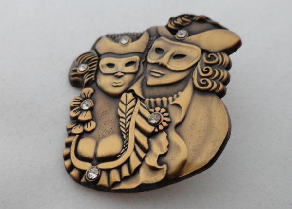 3D Zinc Alloy, Aluminum, Stainless Steel Lapel Pins / Soft Enamel Pin with Rhinestone, Antique Gold Plated