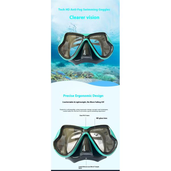 Deep diving face mask for adult cross-border swimming, anti-fog diving glasses, fully dry surfing, custom-made ODM by the manufacturer, silicone diving mask