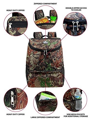 Large Padded Waterproof Backpack Cooler / Womens Collapsible Travel Cooler