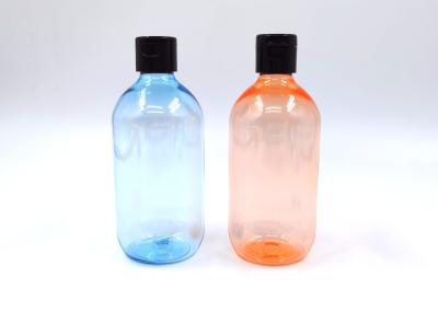 Round Shoulder PET Cosmetic Bottles Body Wash Container 300ml Transparent Blue