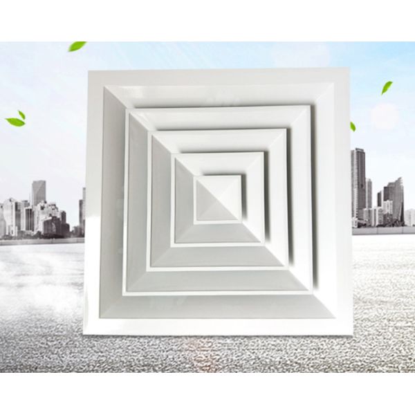 Four Way Ventilation Aluminum Square Ceiling Diffuser White Air Diffuser