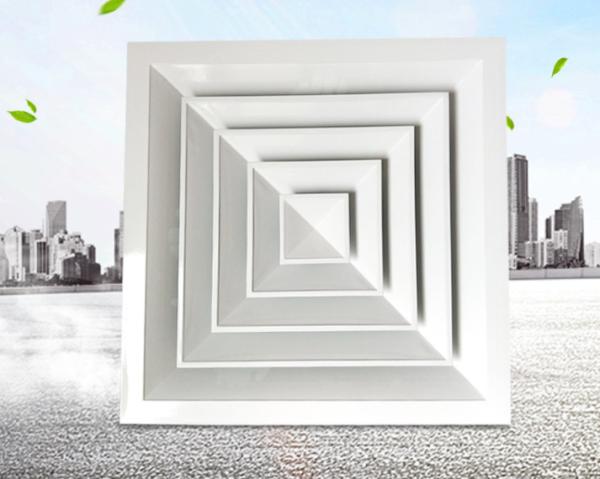 Four Way Ventilation Aluminum Square Ceiling Diffuser White Air Diffuser