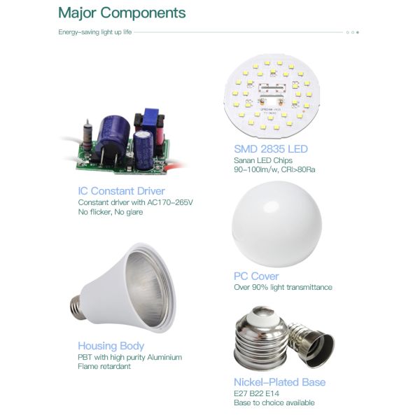 3500k Indoor Warm White Led Bulb 7w 9w 12w 15w 18w E27 B22