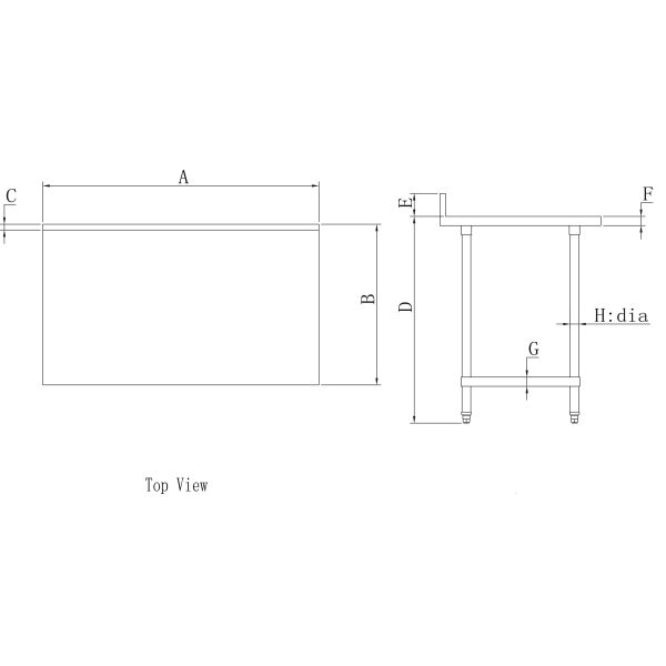 304 Stainless Steel Kitchen Equipment , Adjustable Shelf Stainless Steel Working Table