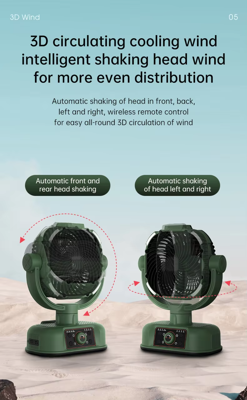 Factory OEM ODM Custom Design 16000mah Battery Power Bank Lightweight Portable Camping Fan for Outdoor Household Gift