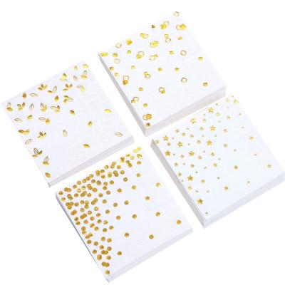 O costume da folha de ouro imprimiu os guardanapo de papel Compostable para o banquete de casamento