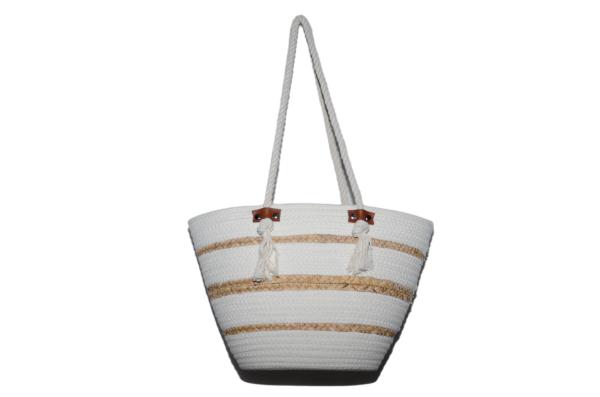 ECO Friendly Fashion Summer Tote Handbag Bohemian Handmade Bali Bags Straw Beach Bag Cotton Canvas Shopping Bags