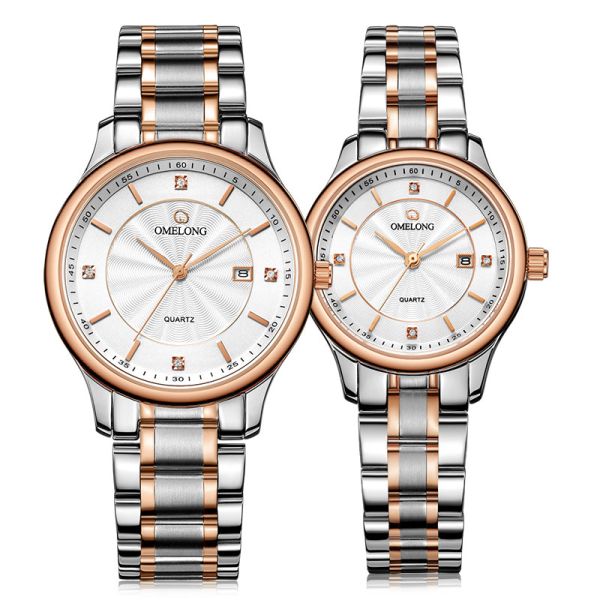 Calendar Quartz Waterproof Couple Watch 40mm Case SGS With Date
