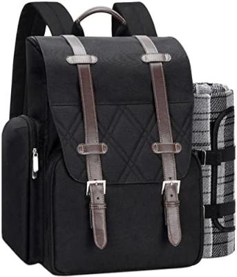 Picnic Backpack for 4 Person with Large Insulated Cooler Bag, Picnic Basket Set with Wine Pouch,