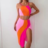 Costumes de banho de estilo de Halter Biquíni Floral Biquíni com desenho curvado
