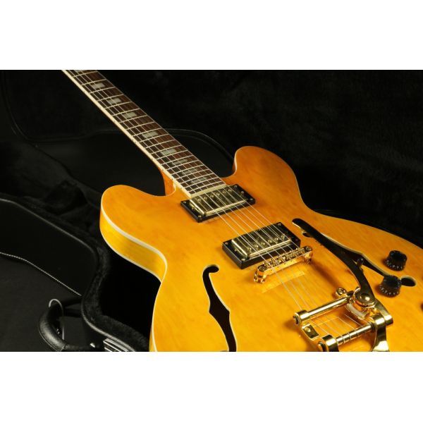 High Quality amber hollow body jazz 335 bigsby bridge electric guitar Guitar